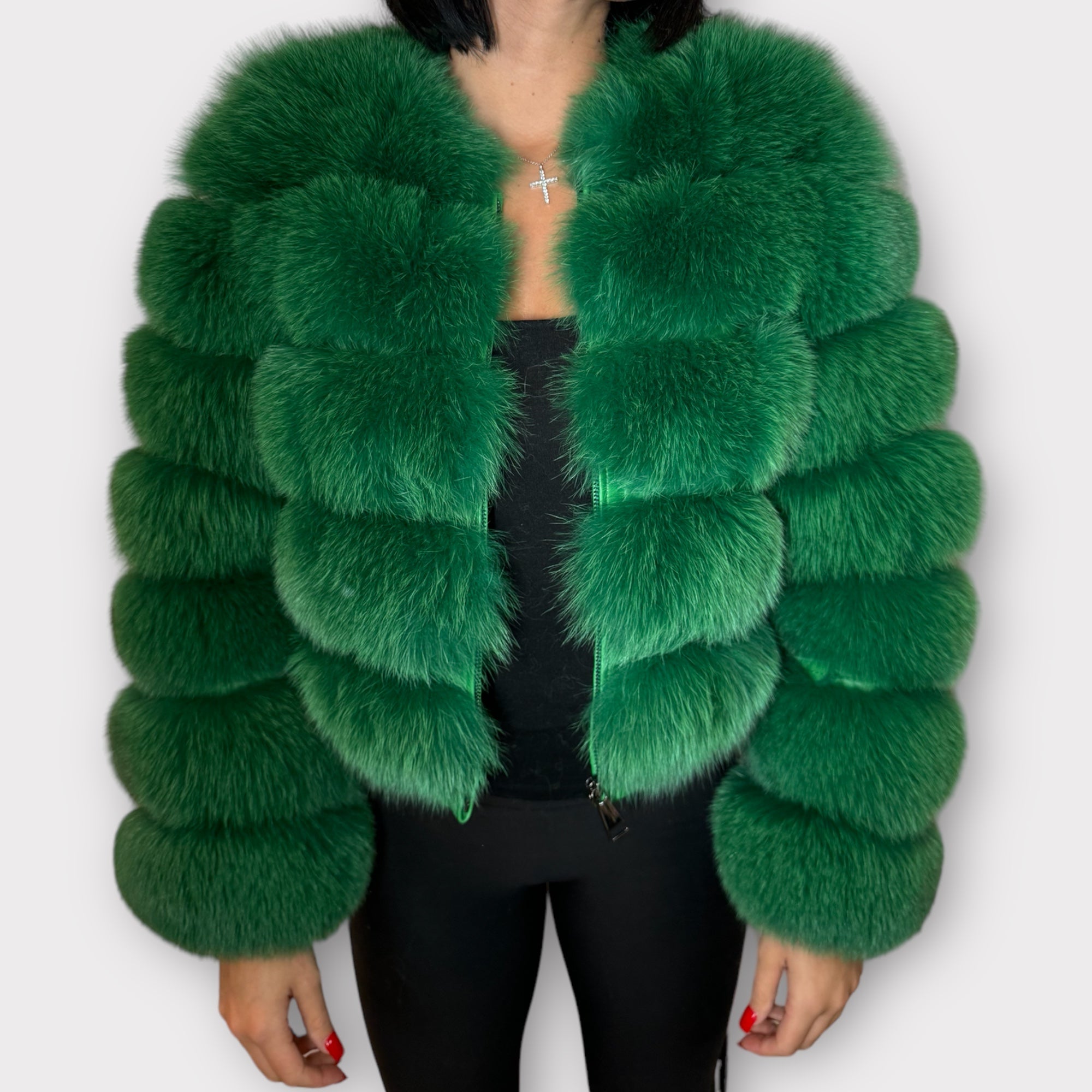 VERDE CROPPED FOX JACKET